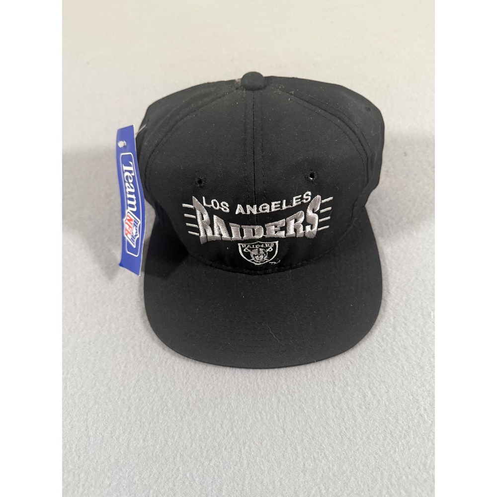 VTG Los Angeles Raiders Snapback Hat Youngan Black Silver Green Underbrim nWT